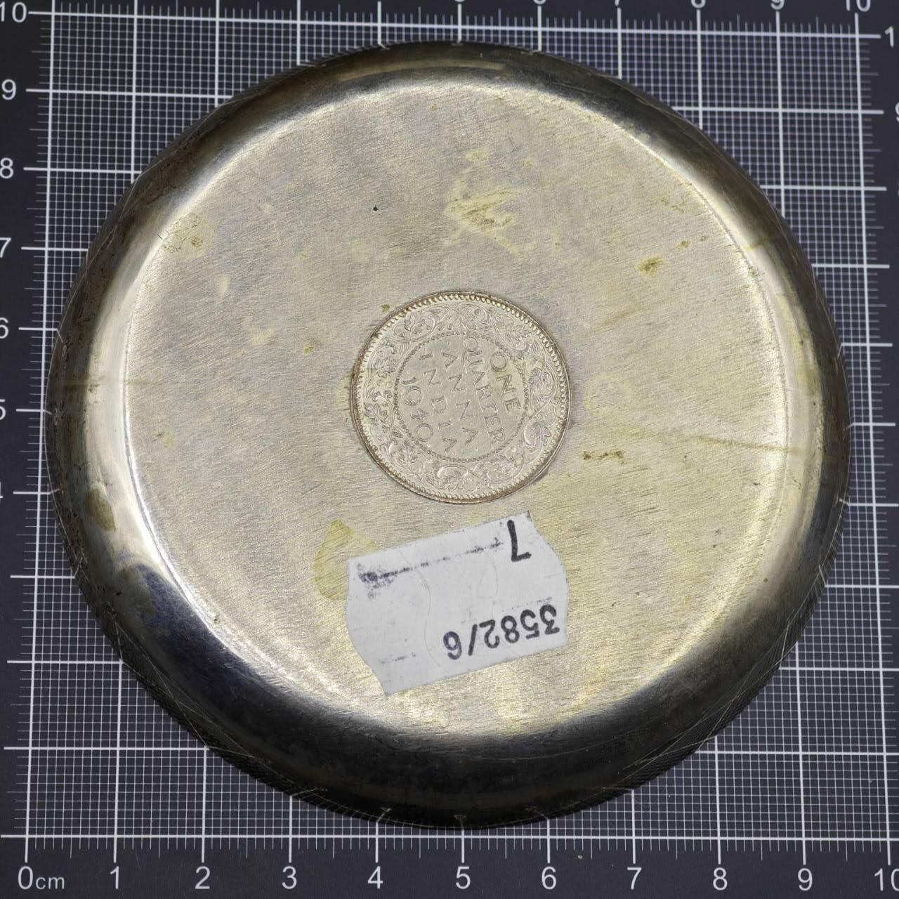 【淘币小摊】限时拍第八百二十三拍  纪念章场  满百包邮可预留两周  周一统一发货   镶嵌印度1/4安娜铜币盘