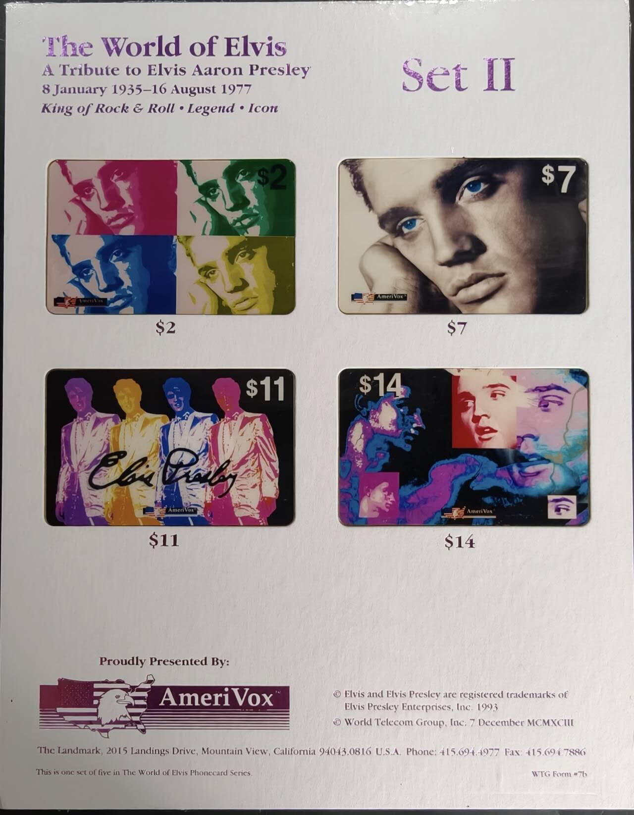 公藏第59期裸卡拍卖 美国电信密码卡【猫王】4枚原封套封装。