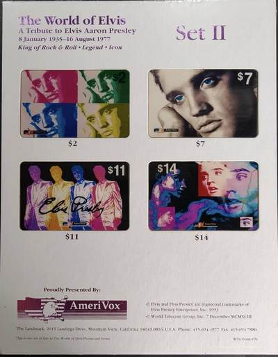 公藏第59期裸卡拍卖 - 美国电信密码卡【猫王】4枚原封套封装。