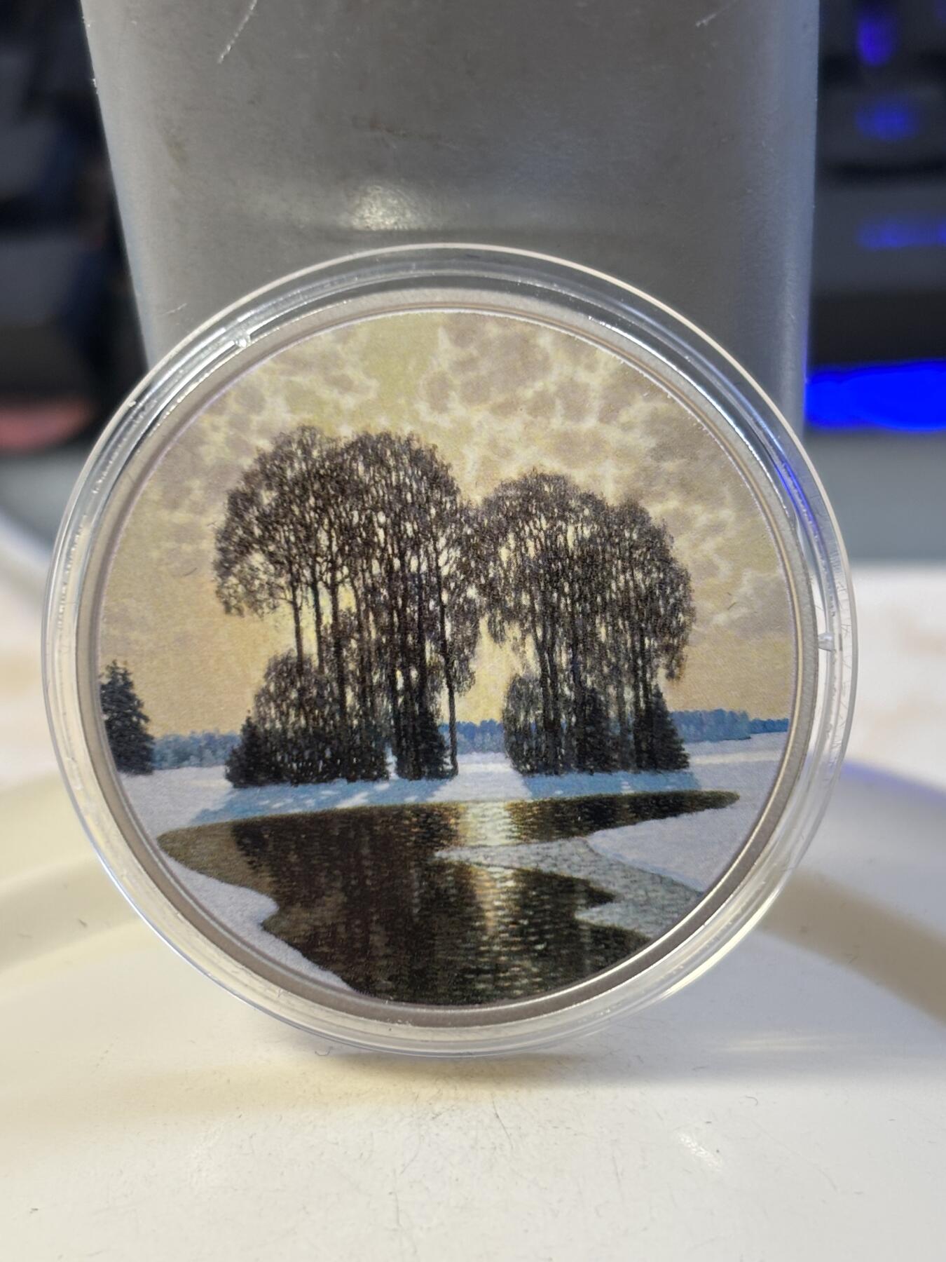 第184期拍卖 拉脱维亚2022年韦勒姆斯·珀维蒂斯《冬日》彩色纪念银币，925银，31.47克，发行4000枚