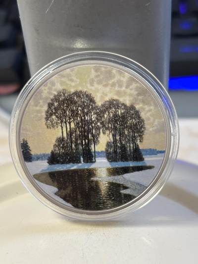 第184期拍卖 - 拉脱维亚2022年韦勒姆斯·珀维蒂斯《冬日》彩色纪念银币，925银，31.47克，发行4000枚