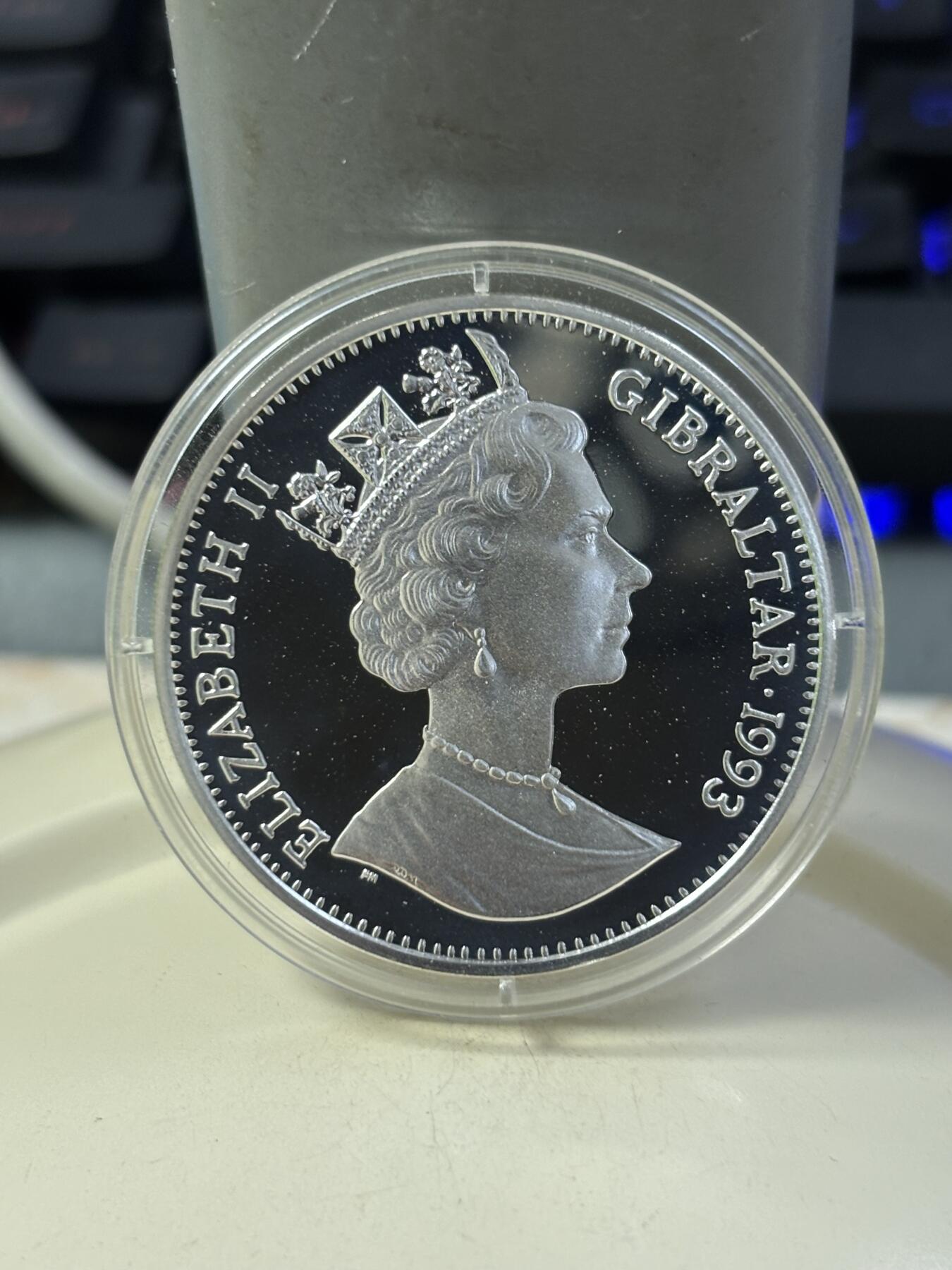 第184期拍卖 直布罗陀1993年拿破仑精制大银币，925银，19.36克，有氧化