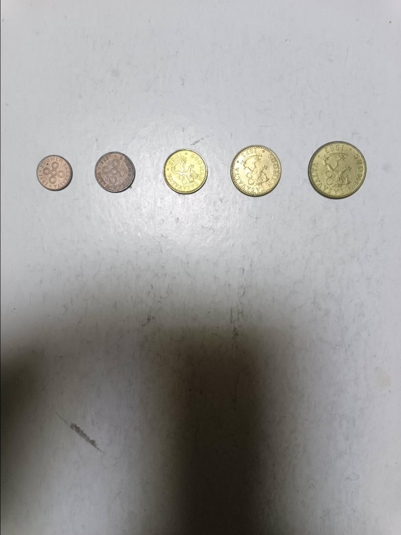 【20251209】非全新纸币和硬币第311场 芬兰5枚硬币不同版本