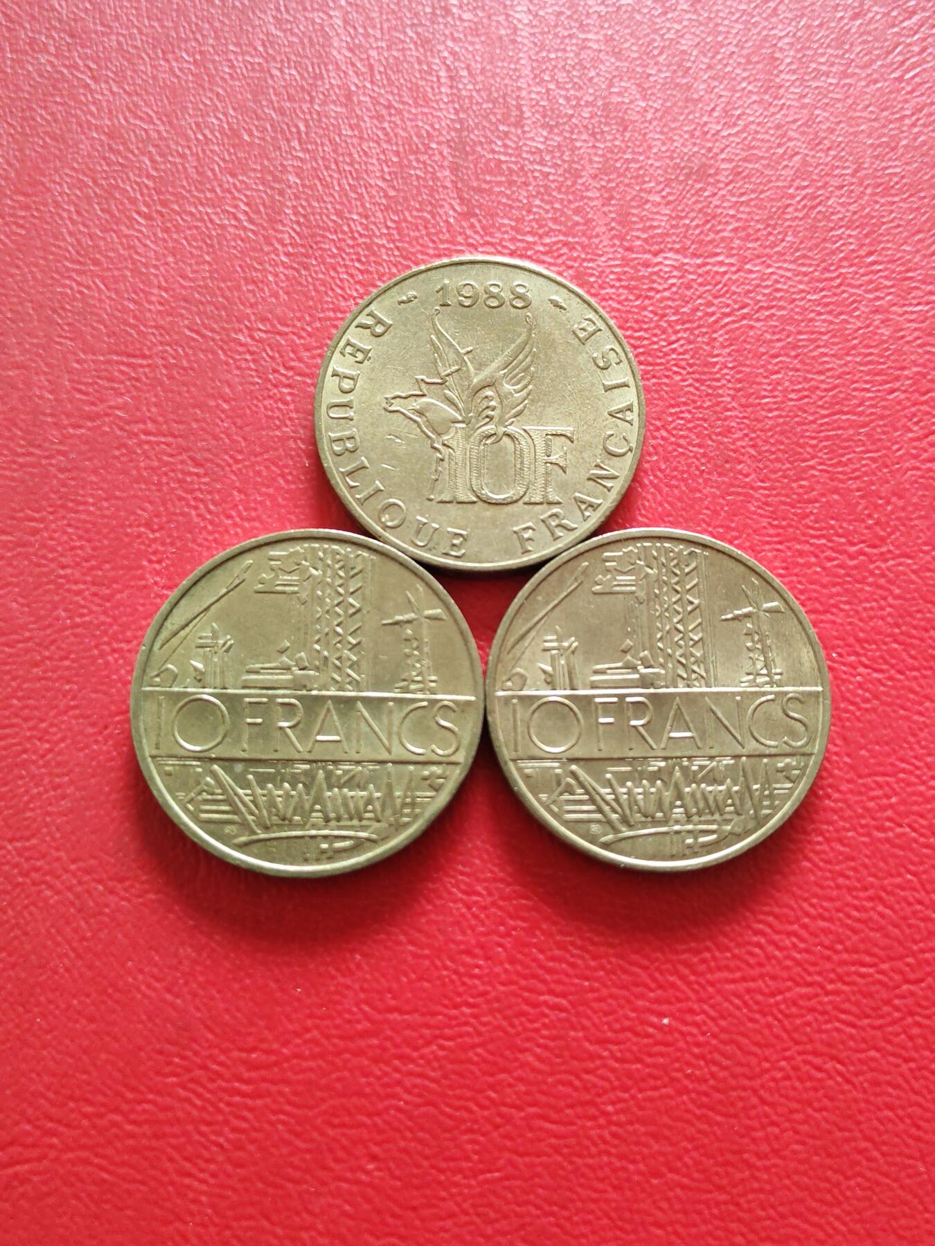 【云涧收藏】第八十二场 法国1976/79/88年10法朗3枚