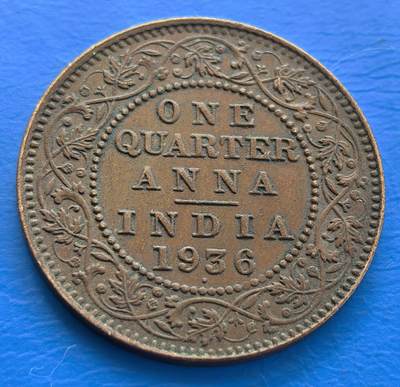 外国优质老铜币银币持续添加中，周六九点倒数截拍，满百包邮，可寄存半年，喜欢朋友微信扫描二维码可直接参拍 - 印度1936年1/4安娜