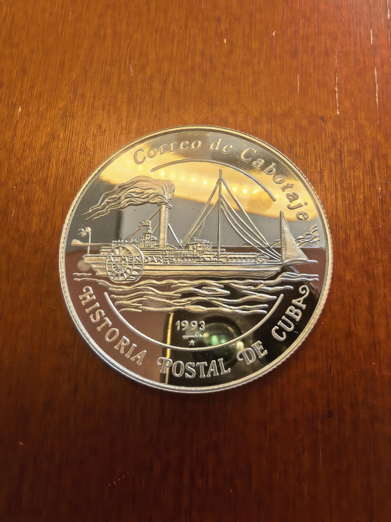 长老汇蛇年精选第八十场拍卖 1993古巴邮政历史5比索精制银币，有白斑