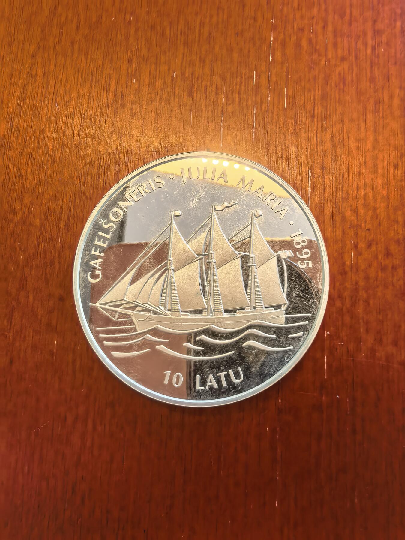 长老汇蛇年精选第八十场拍卖 1995拉脱维亚航海史10拉特精制银币，1盎司925银，瑞士造币厂出品，带证书