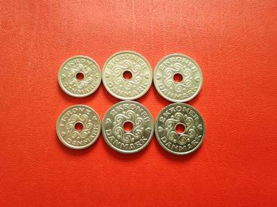 【云涧收藏】第八十二场 - 丹麦1、2克朗6枚