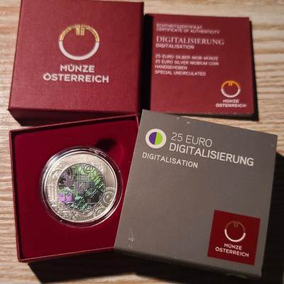 【币将精彩】世界钱币拍卖（2025-12-17） - 奥地利2025年全数字化25欧元铌币带证书包装