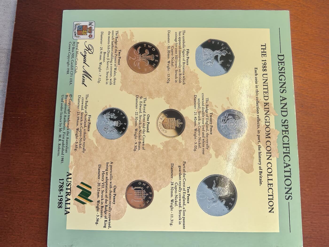 长老汇蛇年精选第八十场拍卖 1988英国7枚套，卡装，纪念澳大利亚200周年