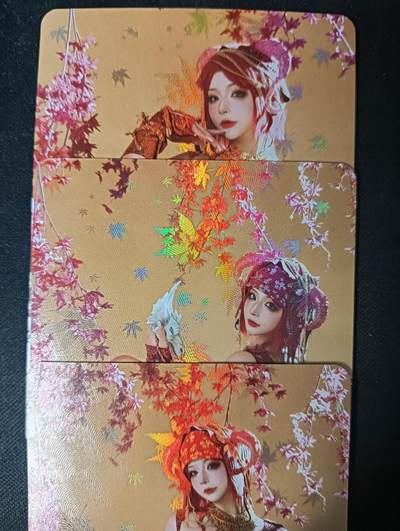花开卡拍第53期（12月28号周日截拍，品控勿拍!!!拍品不寄存，运费5元，自制卡难免瑕疵，可能存在轻微撞角爆边等出厂瑕疵，品控介意勿拍！） - 墨卡文创 cos卡 彩闪 3张