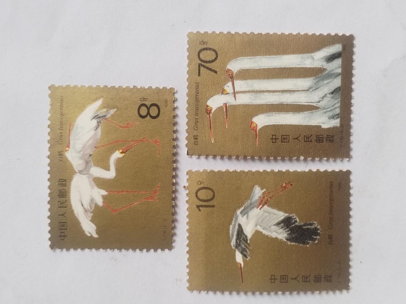 邮票 1986年 白鹤一套三枚。
