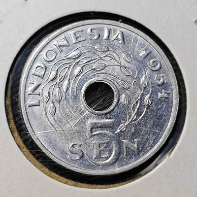 KK钱币收藏小铺 第375期  2月预留时间 周末发货 -  1954印尼5仙