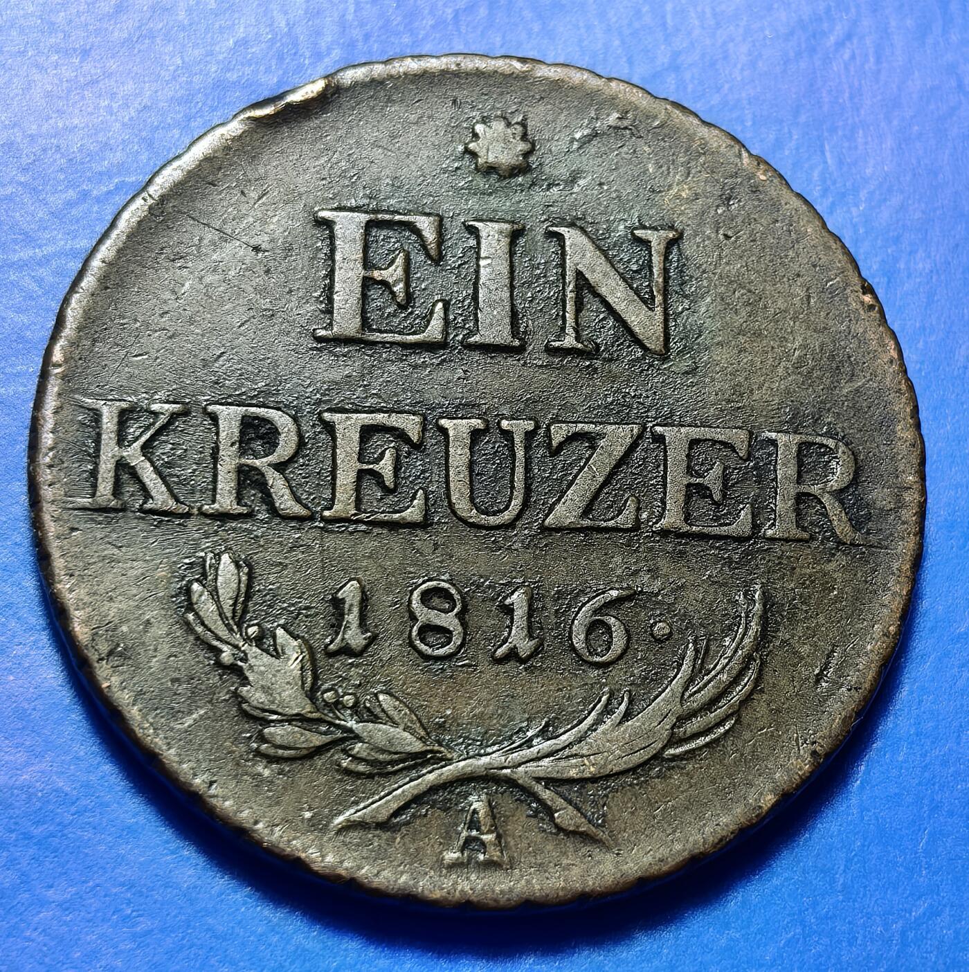 外国优质老铜币银币持续添加中，周六九点倒数截拍，满百包邮，可寄存半年，喜欢朋友微信扫描二维码可直接参拍 奥匈帝国1816年1克鲁泽