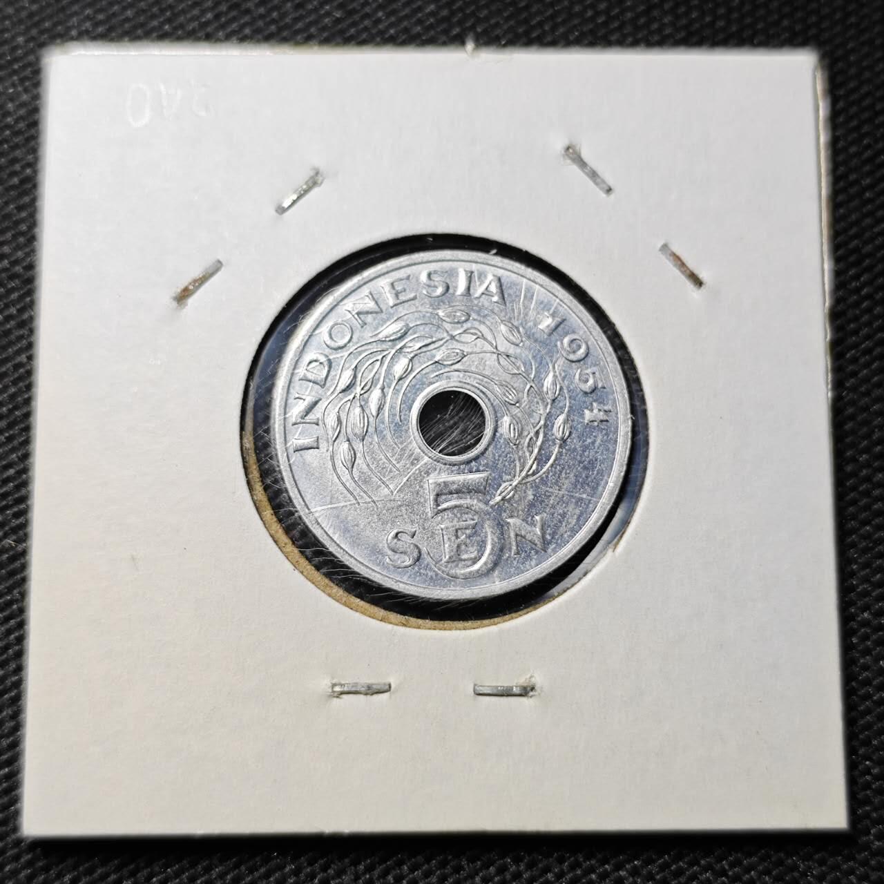 KK钱币收藏小铺 第375期  2月预留时间 周末发货  1954印尼5仙