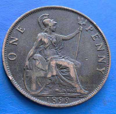 外国优质老铜币银币持续添加中，周六九点倒数截拍，满百包邮，可寄存半年，喜欢朋友微信扫描二维码可直接参拍 - 英国1899年大便士