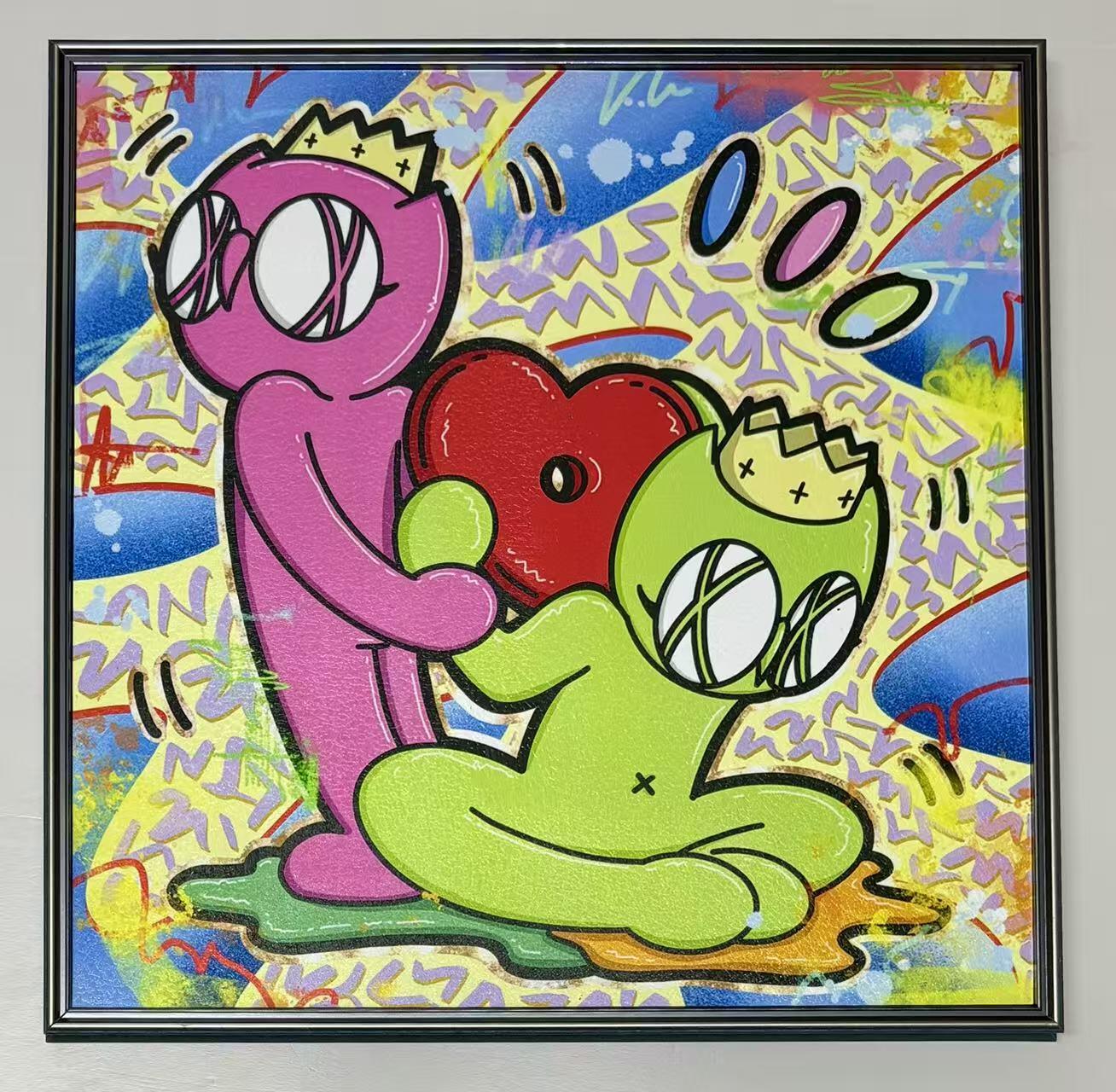 零元拍：歪歪 OWSON 系列作品装饰肌理画《十二星座-双子座》，相框尺寸35/35CM。因展品出展，镜框可能有轻微划痕，介意勿拍