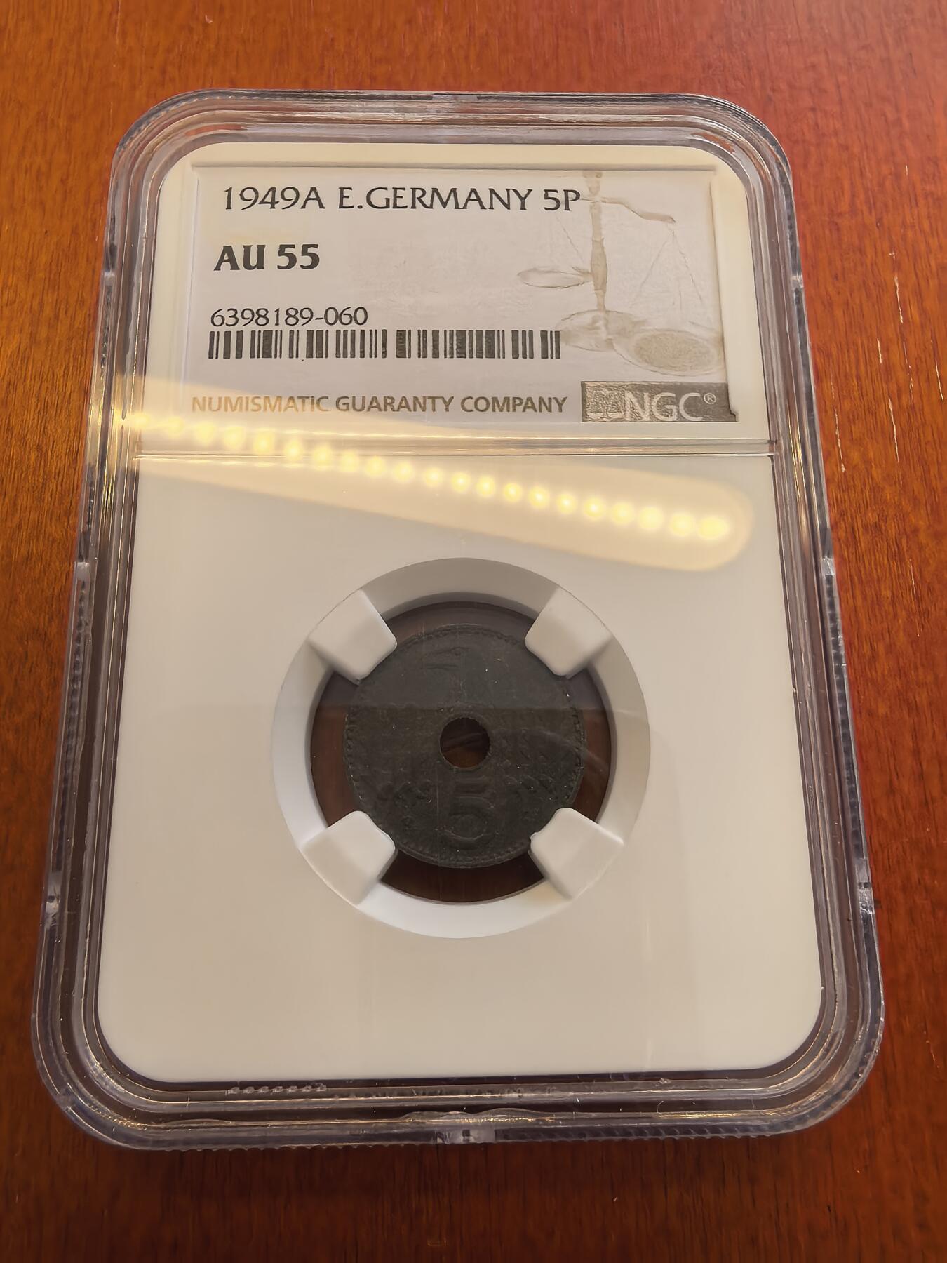 长老汇蛇年精选第八十场拍卖 1940A德占领土发行的5芬尼中孔锌币，NGC AU55，更高分10枚，NGC原来的标注有错误