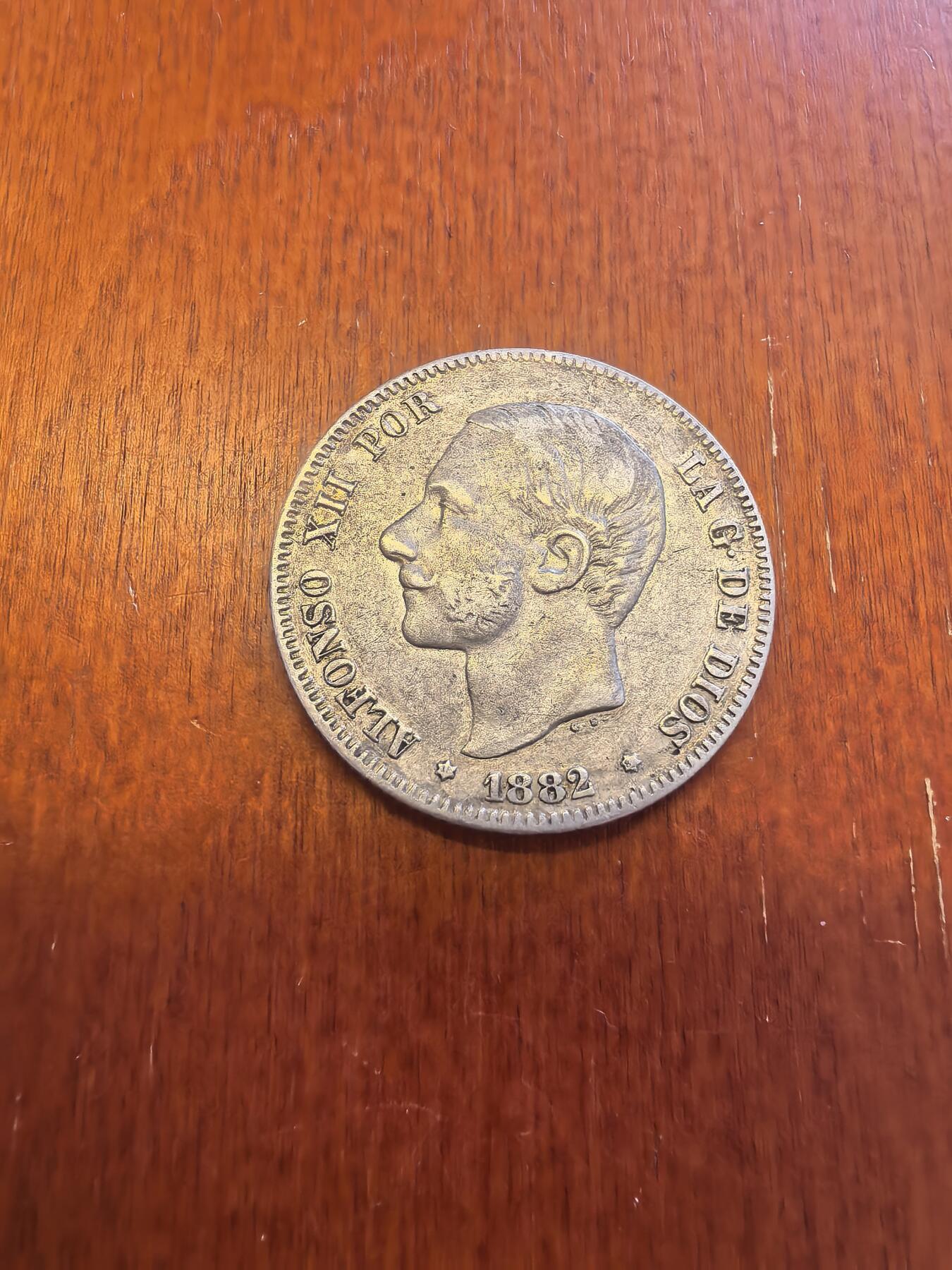 长老汇蛇年精选第八十场拍卖 1882西班牙阿方索十三世2比塞塔银币，10克835银，马德里造币厂