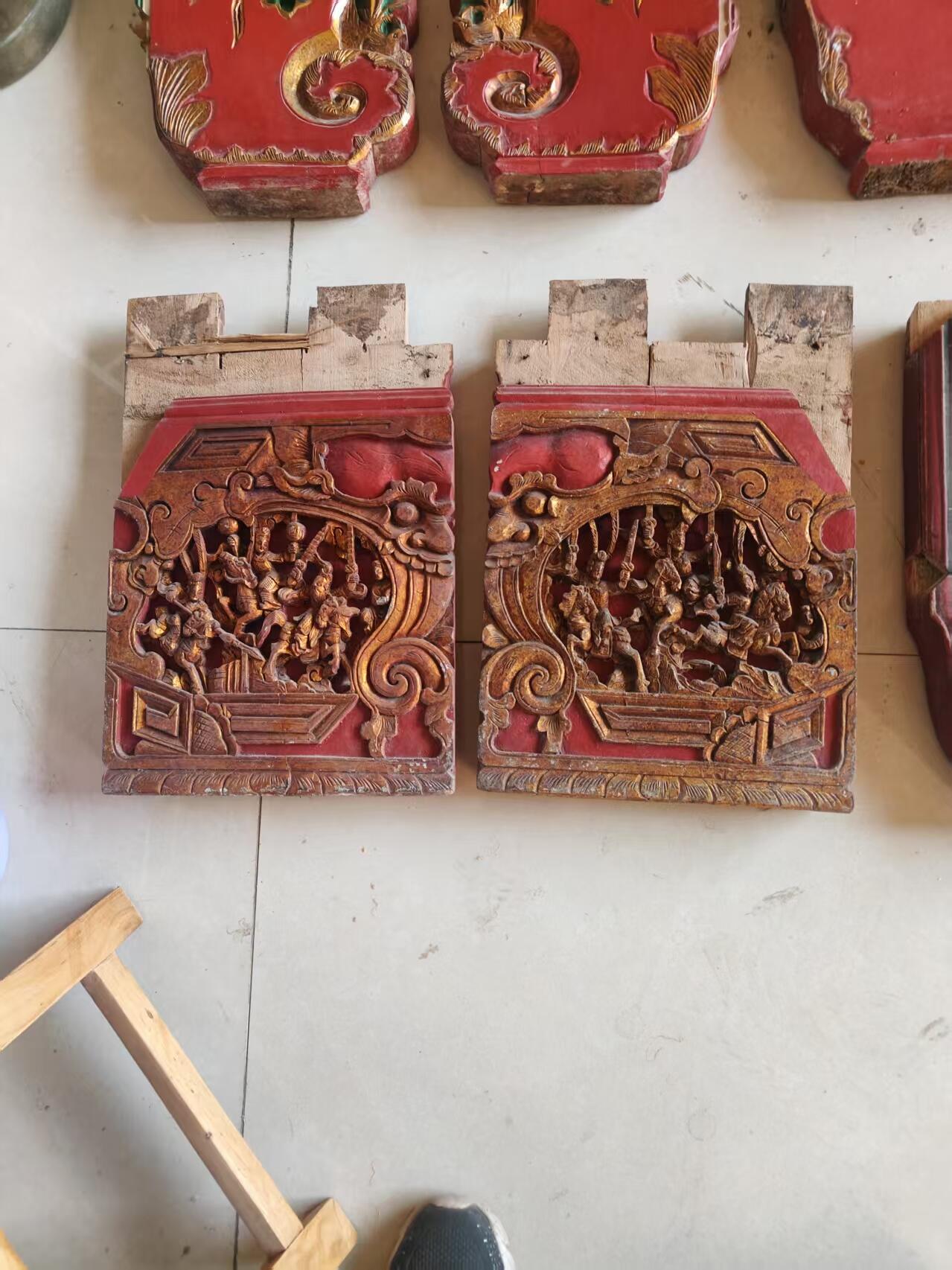 楠木雕刻大板，鎏金工艺，民国老货，装饰挂件最佳选择