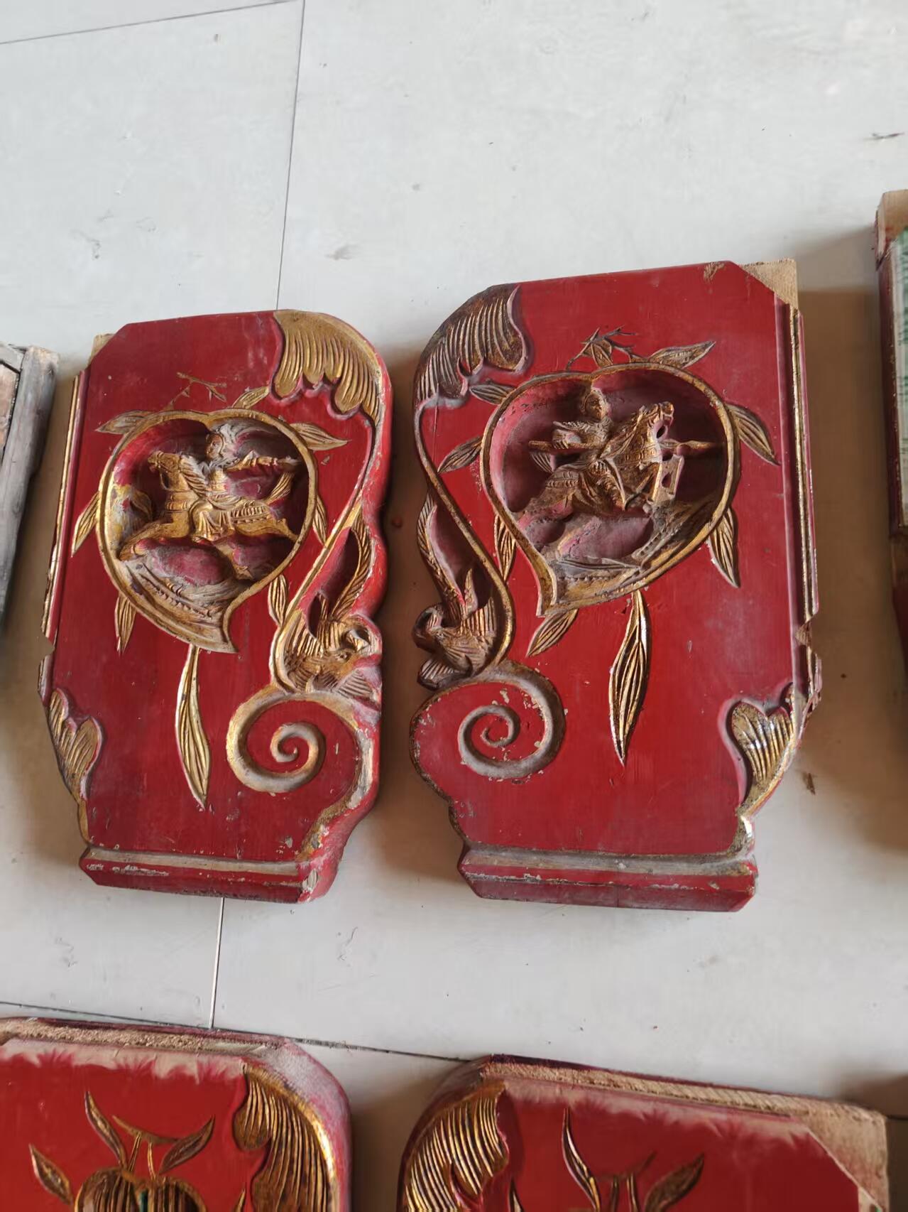 楠木雕刻大板，鎏金工艺，民国老货，装饰挂件最佳选择