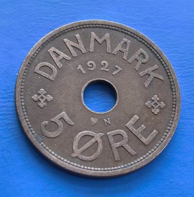 外国优质老铜币银币持续添加中，周六九点倒数截拍，满百包邮，可寄存半年，喜欢朋友微信扫描二维码可直接参拍 - 丹麦1927年5欧尔
