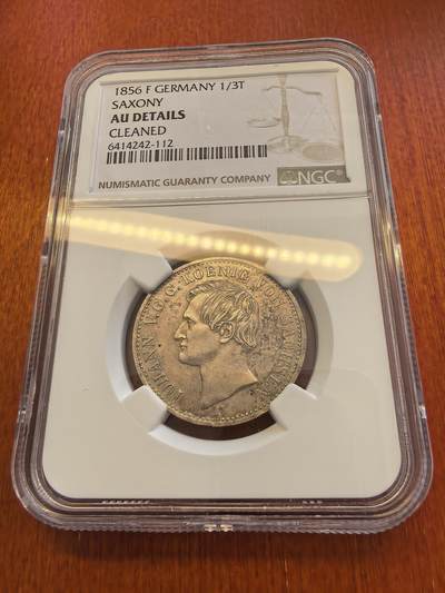 长老汇蛇年精选第八十场拍卖 - 1856 F 德国萨克逊1/3泰勒银币，NGC AUC