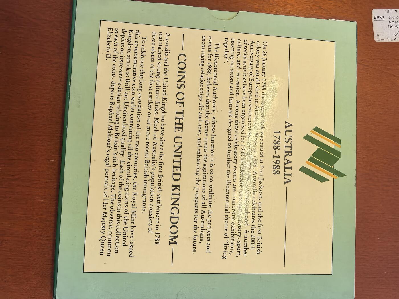 长老汇蛇年精选第八十场拍卖 1988英国7枚套，卡装，纪念澳大利亚200周年