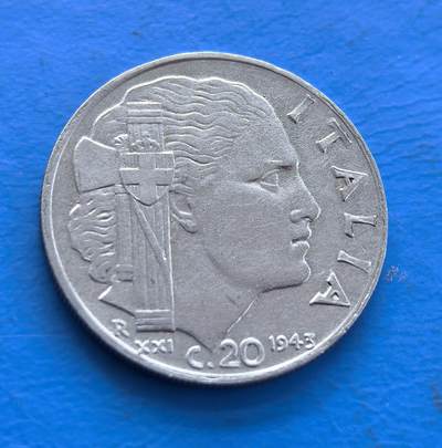 外国优质老铜币银币持续添加中，周六九点倒数截拍，满百包邮，可寄存半年，喜欢朋友微信扫描二维码可直接参拍 - 意大利1943年20分