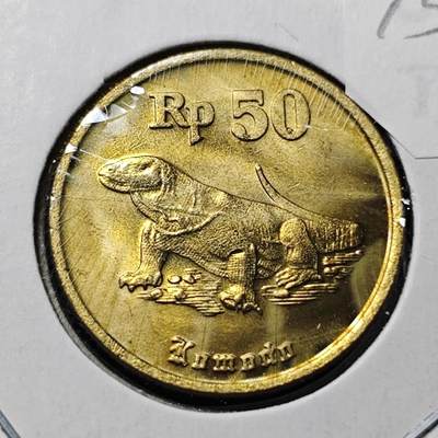 KK钱币收藏小铺 第375期  2月预留时间 周末发货 -  1991印度尼西亚50卢比铜币 好品