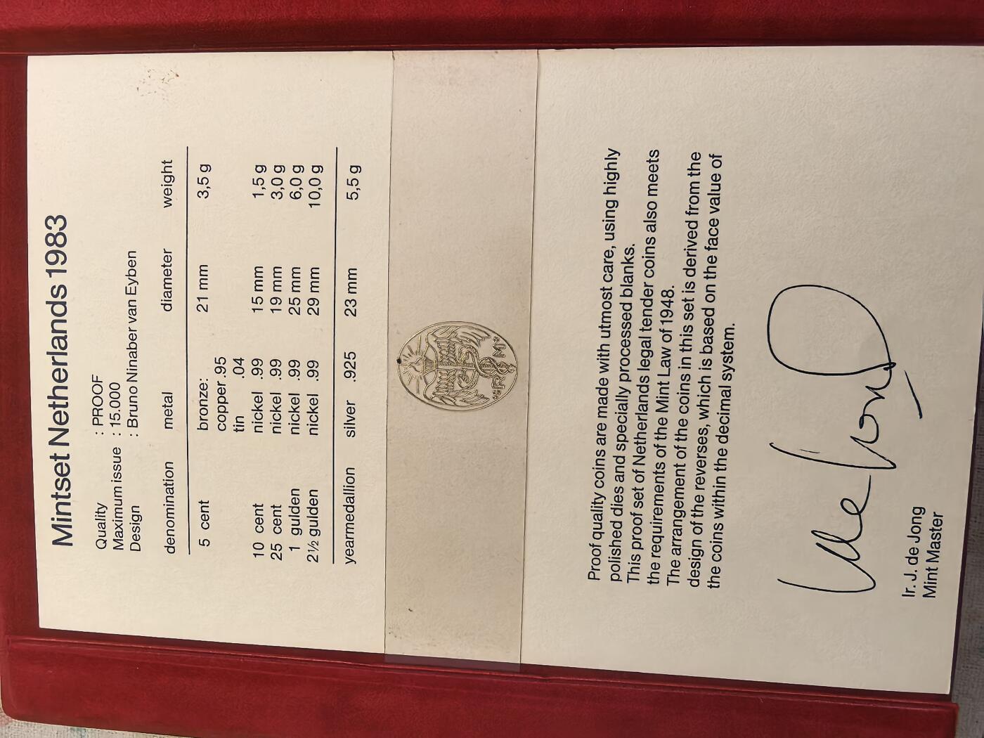 长老汇蛇年精选第八十场拍卖 1983荷兰5枚精制币+1枚银章，盒证全，1.5万套