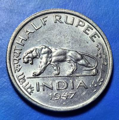 外国优质老铜币银币持续添加中，周六九点倒数截拍，满百包邮，可寄存半年，喜欢朋友微信扫描二维码可直接参拍 - 印度1947年1/2卢比