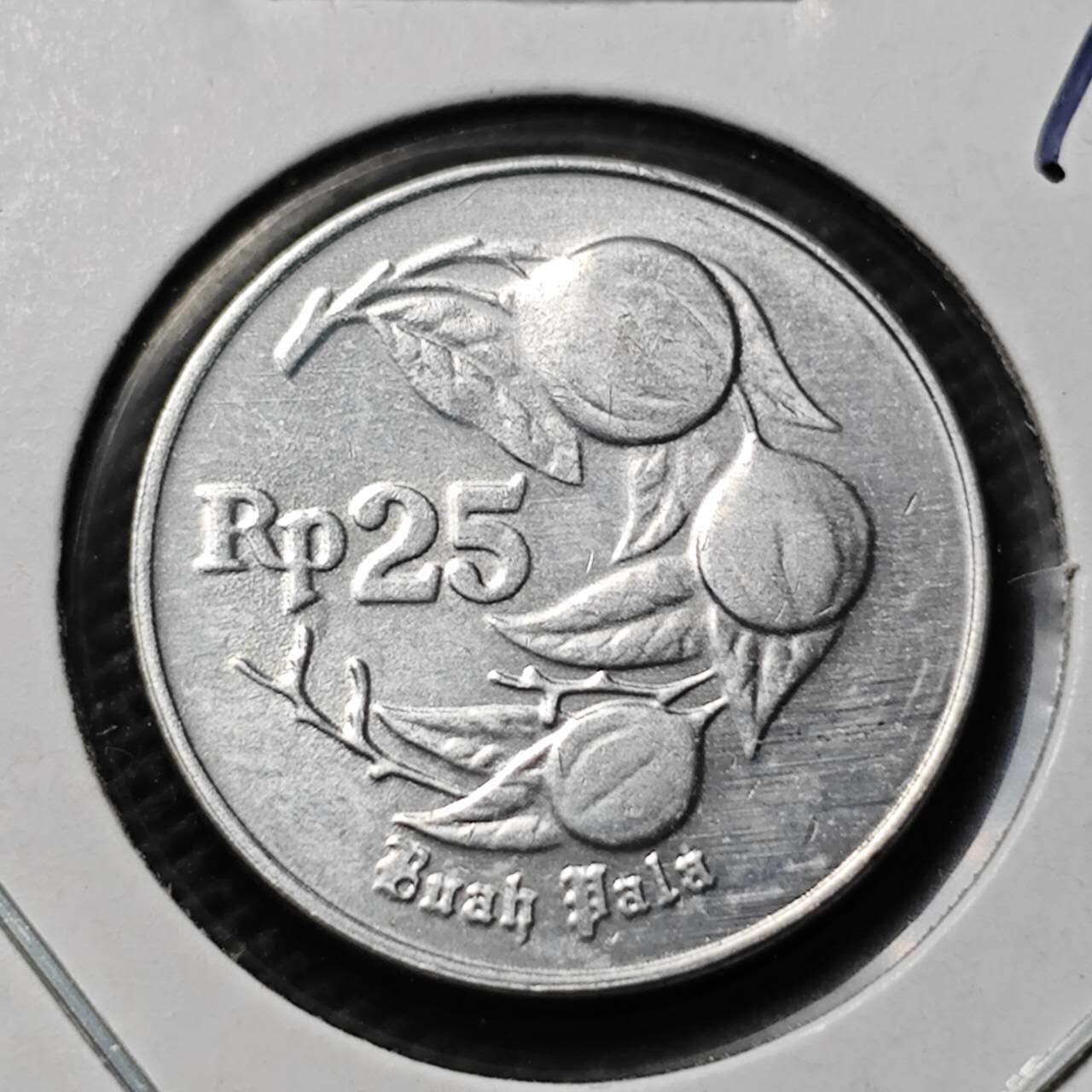 KK钱币收藏小铺 第375期  2月预留时间 周末发货   1994印度尼西亚25卢比铜币 好品