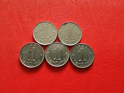 【云涧收藏】第八十二场 - 法国1964/65/67/68/69年1生丁5枚