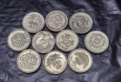 北京马甸外国币专卖第147期，外国币，中国机制银元，中国早期纪念币专场，陆续上拍，欢迎关注 - 英国1镑10枚不重复之五