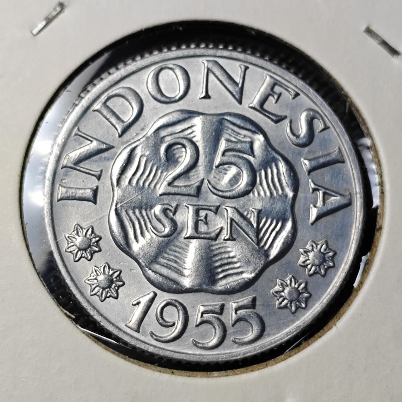 KK钱币收藏小铺 第375期  2月预留时间 周末发货  1955印尼25分