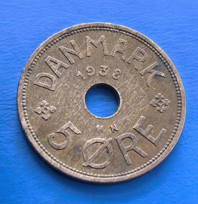 外国优质老铜币银币持续添加中，周六九点倒数截拍，满百包邮，可寄存半年，喜欢朋友微信扫描二维码可直接参拍 - 丹麦1938年5欧尔