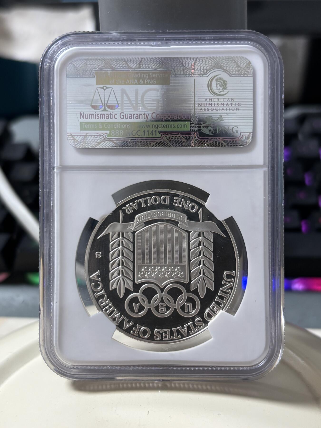 第185期拍卖 美国1992年巴塞罗那奥运棒球精制纪念银币NGC-PF69，900银，26.72克