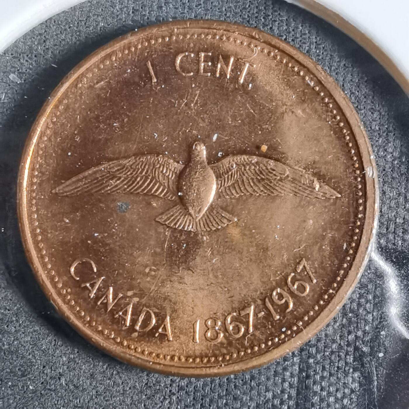 沼泽如烟--第923场 加拿大1967年一分纪念币