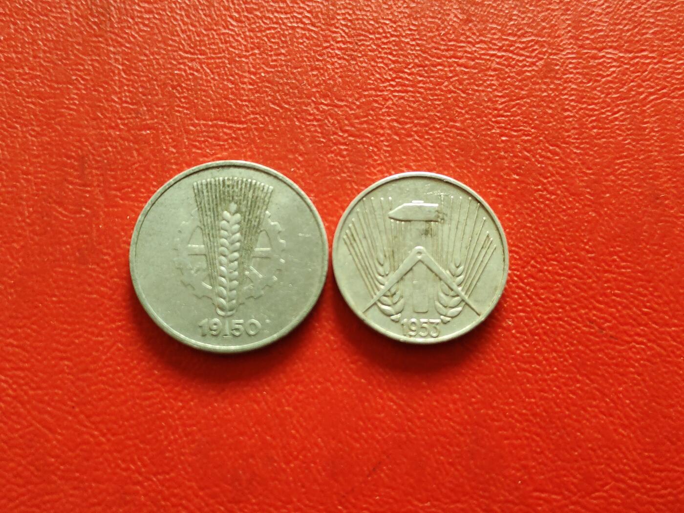【云涧收藏】第八十二场 民主德国（东德）1950/53年5、10芬尼2枚