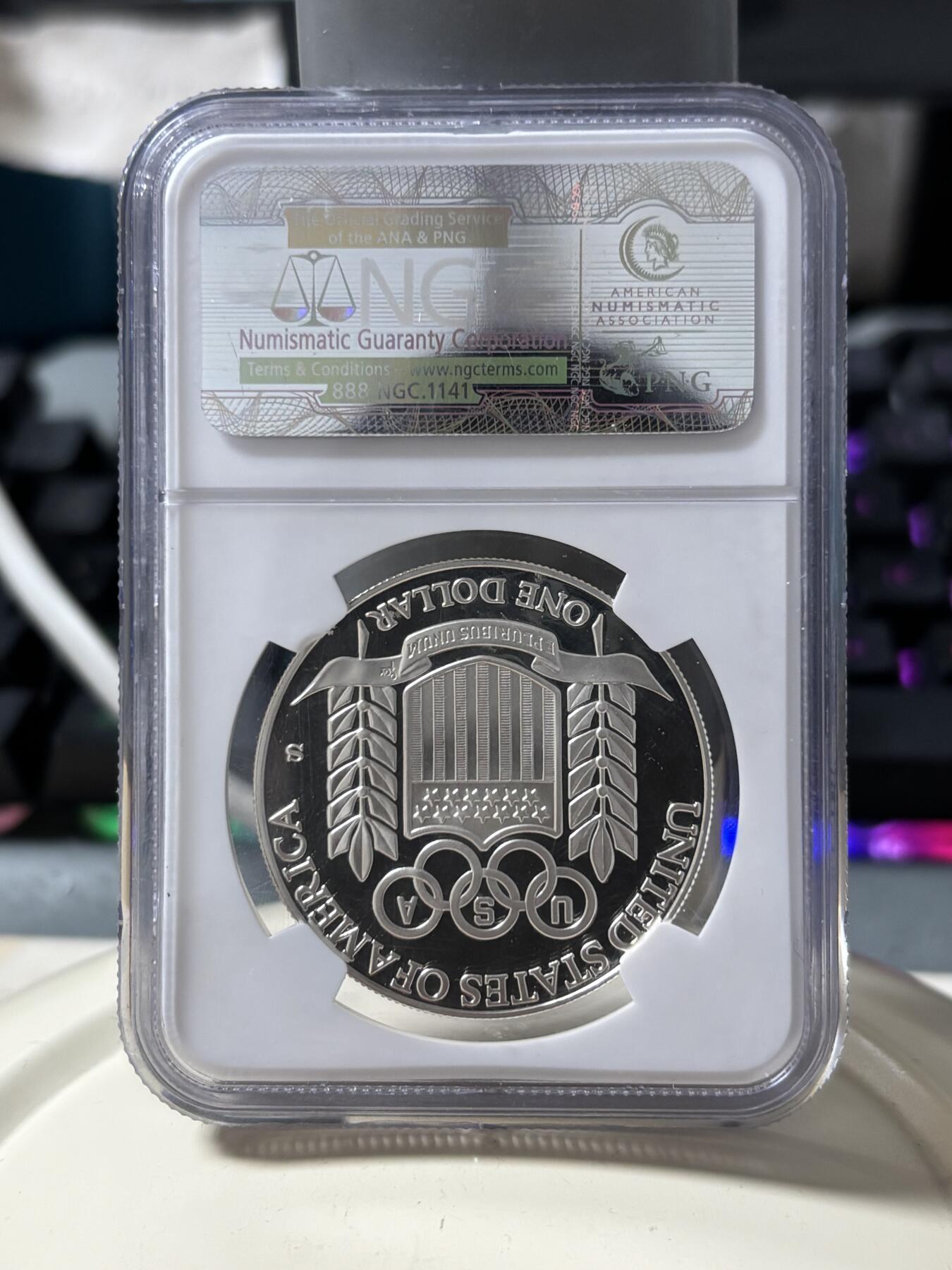 第185期拍卖 美国1992年巴塞罗那奥运棒球精制纪念银币NGC-PF69，900银，26.72克