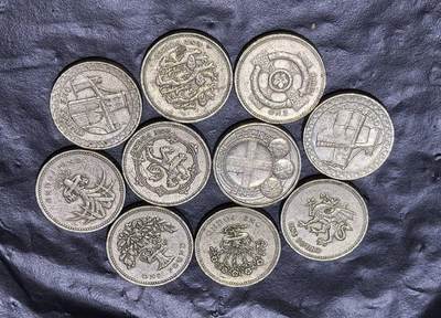 北京马甸外国币专卖第147期，外国币，中国机制银元，中国早期纪念币专场，陆续上拍，欢迎关注 - 英国1镑10枚不重复之四