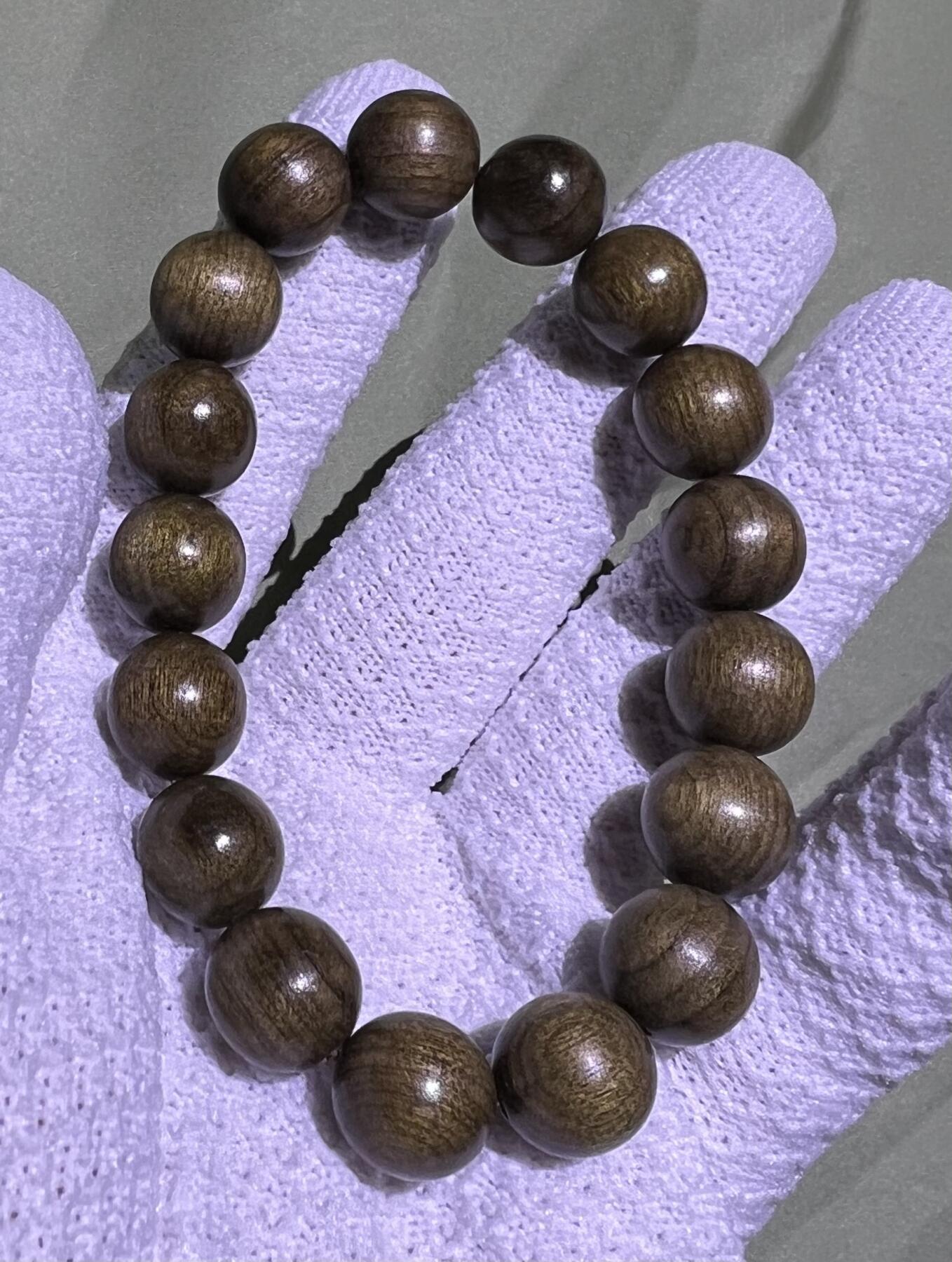 零元拍：金丝楠圆珠珠手串，12MM 金丝满满，满荧光，满手留香