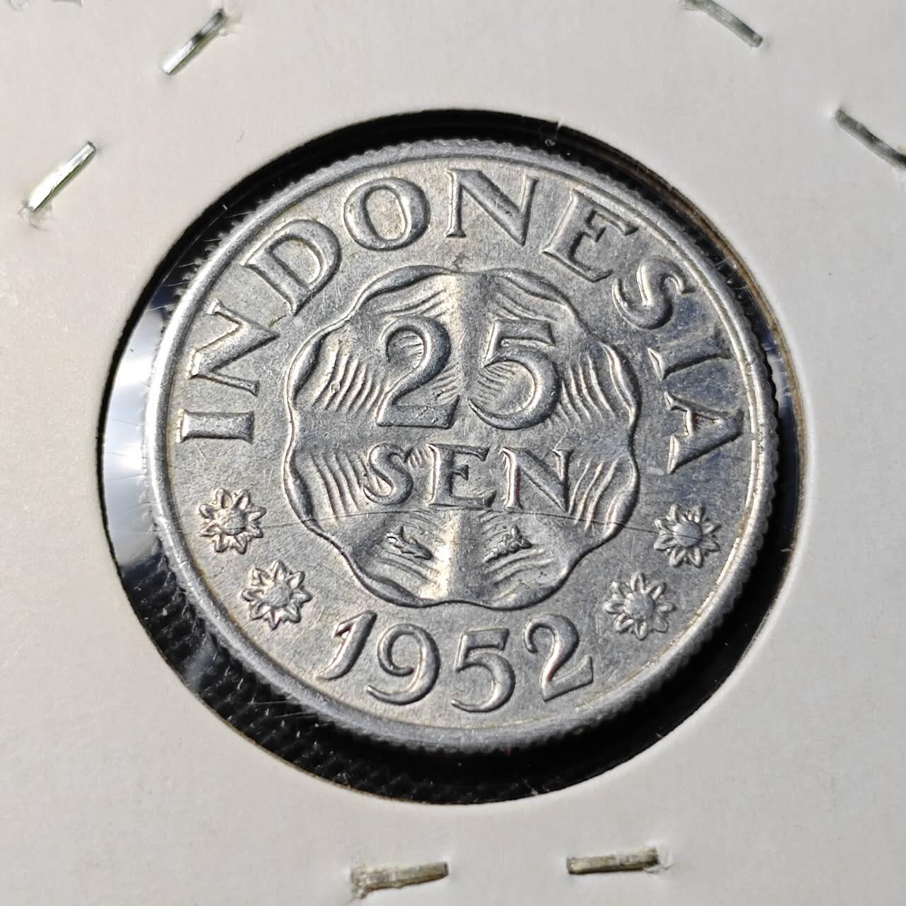 KK钱币收藏小铺 第375期  2月预留时间 周末发货  1952印尼25仙