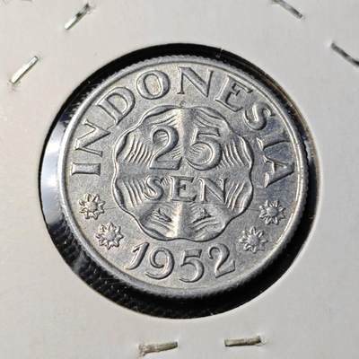 KK钱币收藏小铺 第375期  2月预留时间 周末发货 -  1952印尼25仙