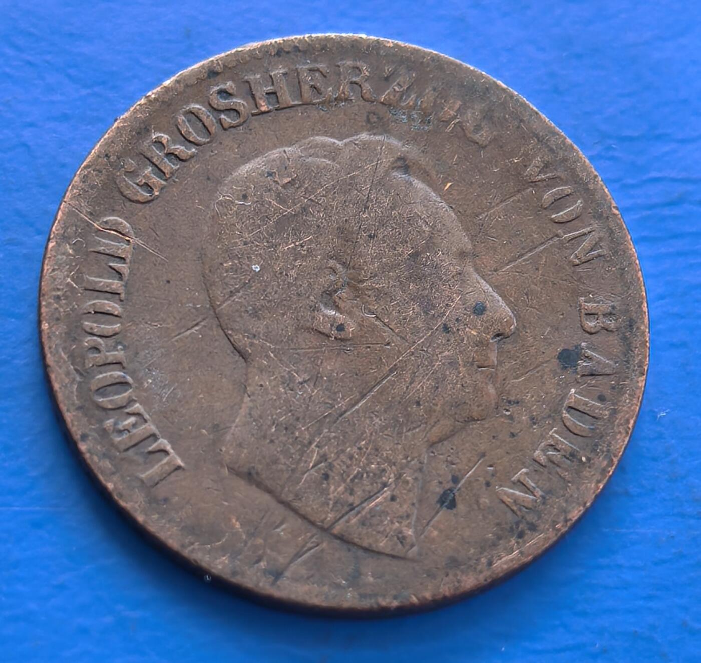 外国优质老铜币银币持续添加中，周六九点倒数截拍，满百包邮，可寄存半年，喜欢朋友微信扫描二维码可直接参拍 巴登1849年1克鲁泽