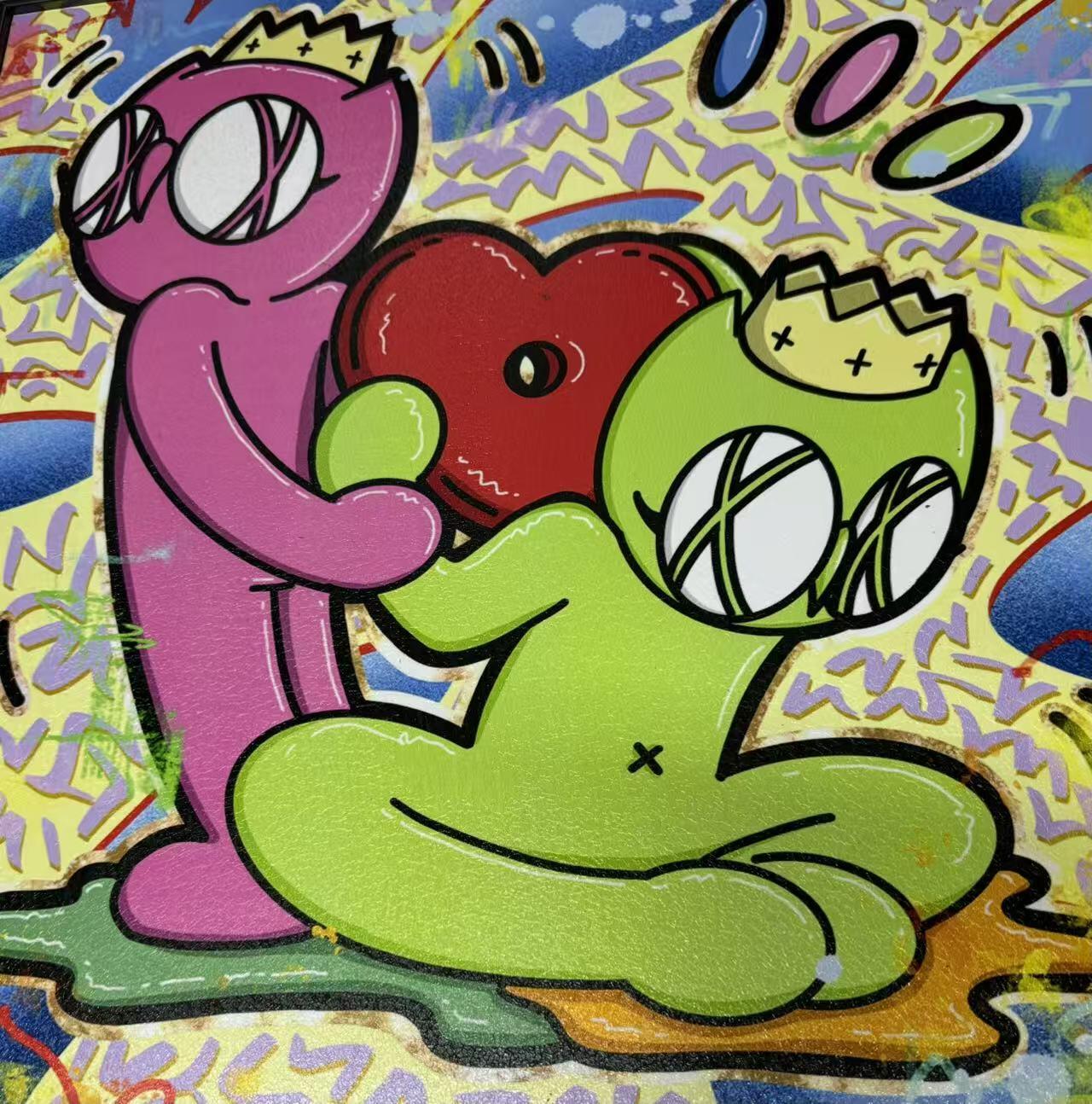 零元拍：歪歪 OWSON 系列作品装饰肌理画《十二星座-双子座》，相框尺寸35/35CM。因展品出展，镜框可能有轻微划痕，介意勿拍