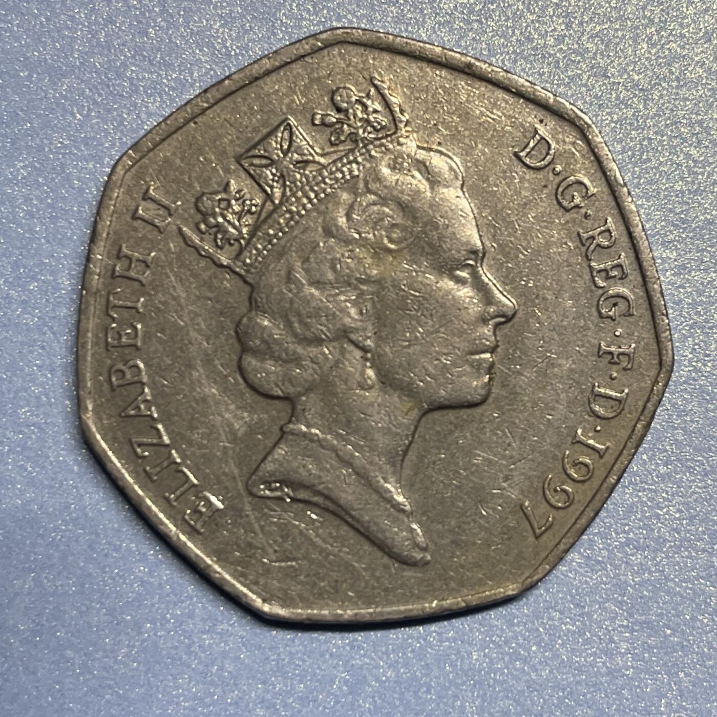 【世界各国硬币】限时专拍 【001】英国1997年50便士硬币一枚