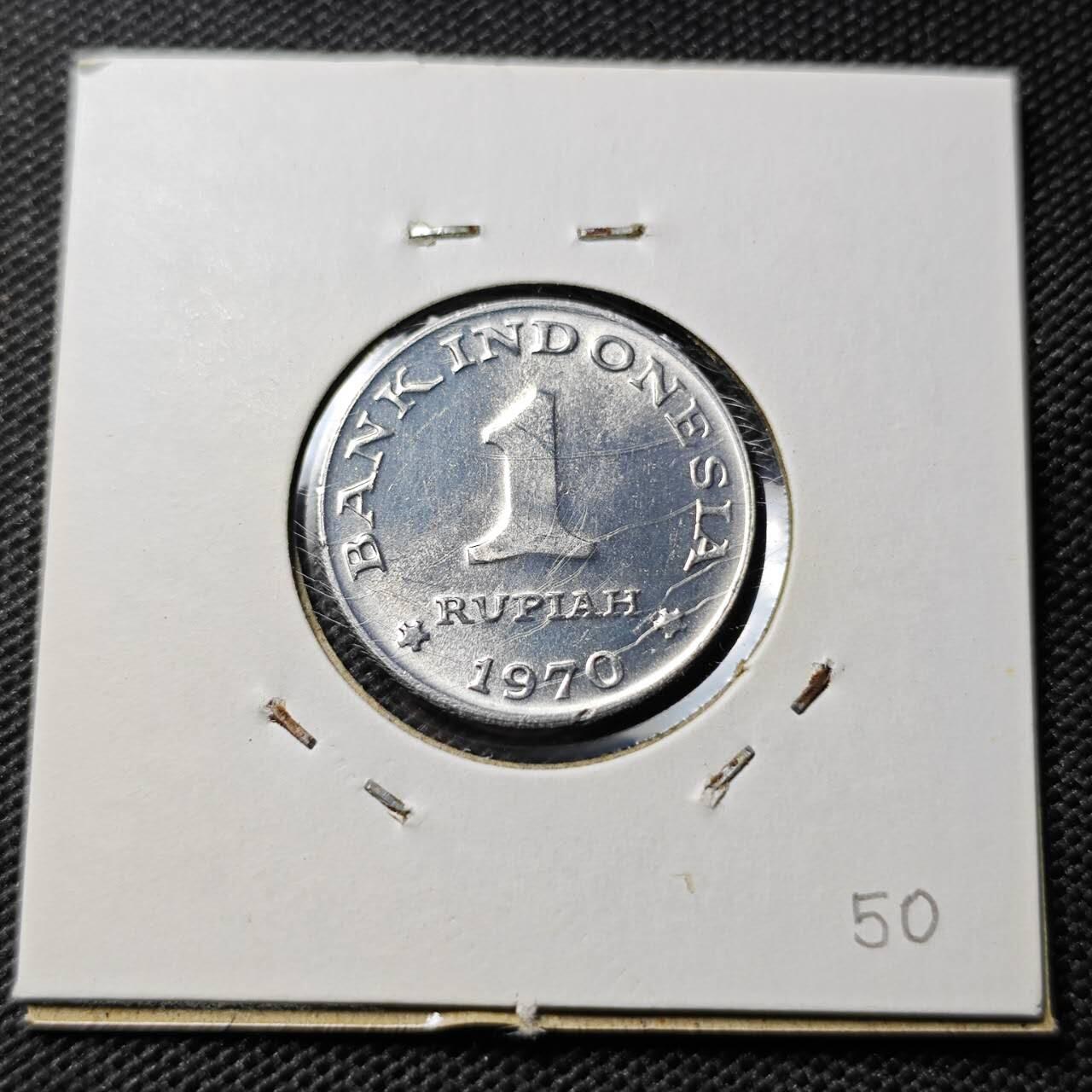 KK钱币收藏小铺 第375期  2月预留时间 周末发货  1970印度尼西亚1卢比 好品