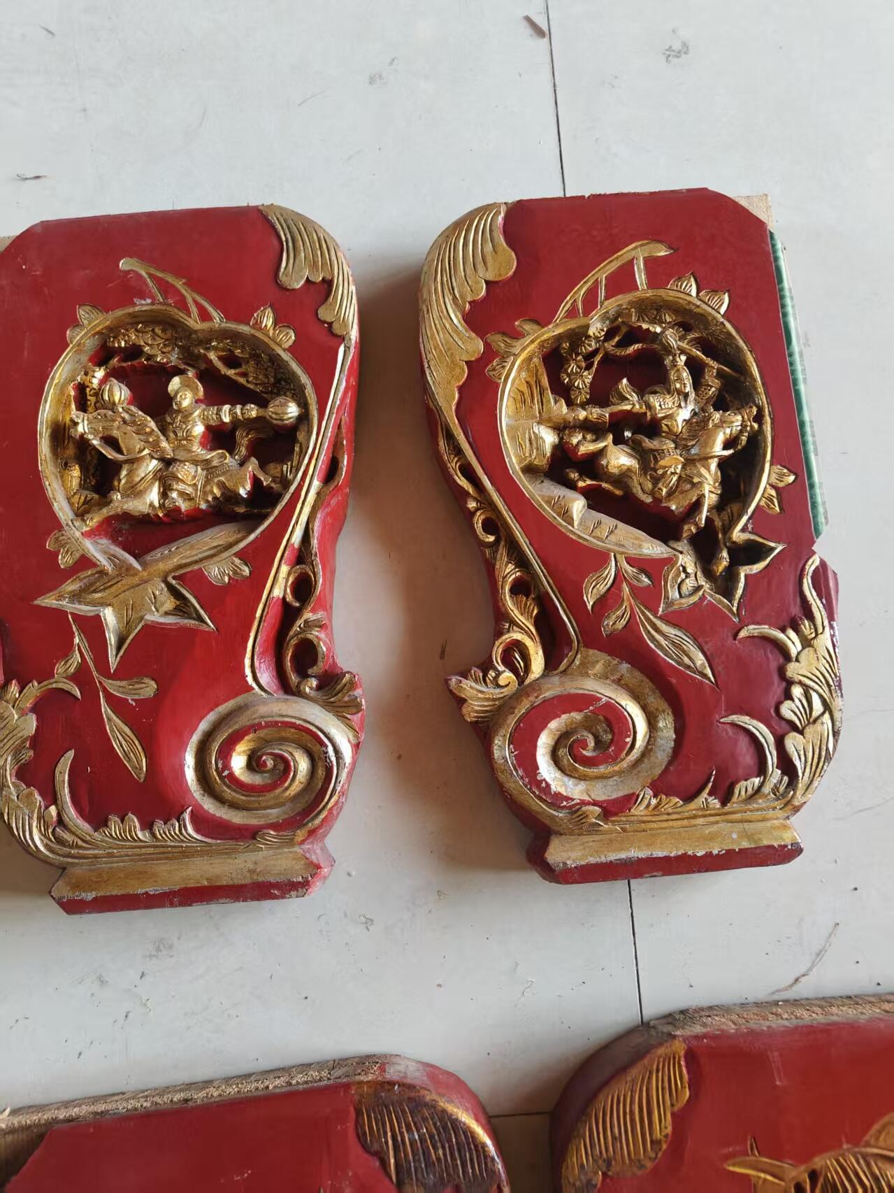 楠木雕刻大板，鎏金工艺，民国老货，装饰挂件最佳选择